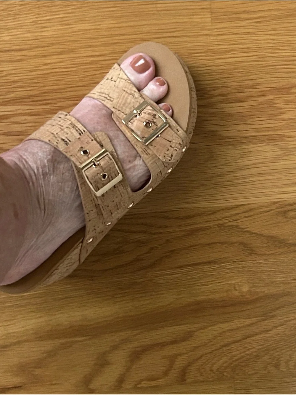 Corkys Natural Cork Studded Wedge Slide Sandals - Tan
